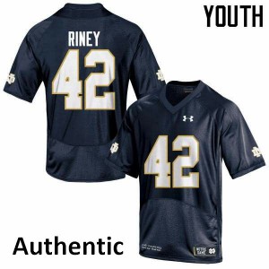 #42 Jeff Riney Notre Dame Youth Authentic Stitched Jerseys Navy Blue